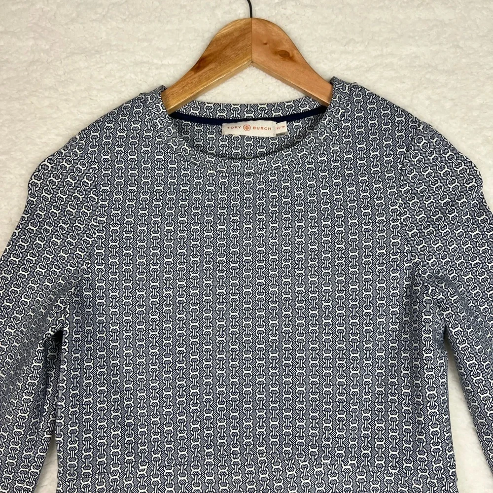 TORY BURCH Corrine Dress in New Ivory/Navy Gemini Size XS